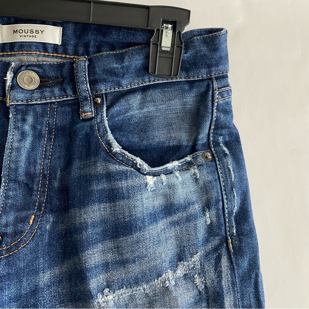 Moussy Vintage Lancaster Mid-Rise Distressed Skinny Cropped Jeans Size 27 - Picture 11 of 14